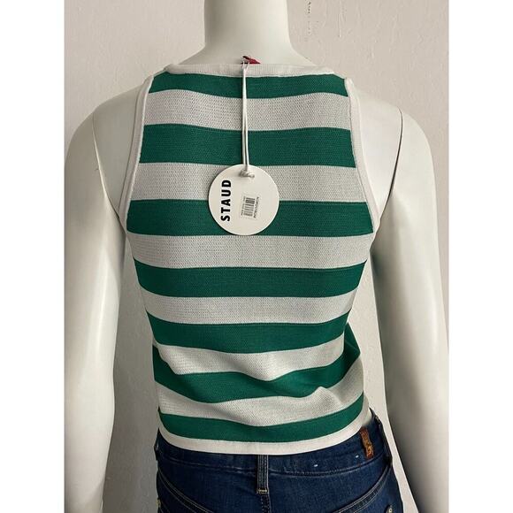 Staud S Pineapple Playa Tank Top Cabana Stripe Stretch Knit Resort Vacation NEW - Picture 8 of 9